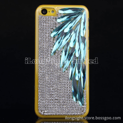 Leaf Rhinestone Crystal Diamond Case For iPhone 5C
